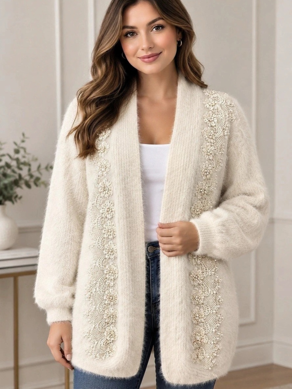 VTG BELDINI Embellished Cream Cardigan Like New